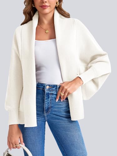Image of Saodimallsu Womens Open Front Cardigan Batwing Long Sleeve Shawl Chunky Knit Loose Fall Poncho Sweater Coats