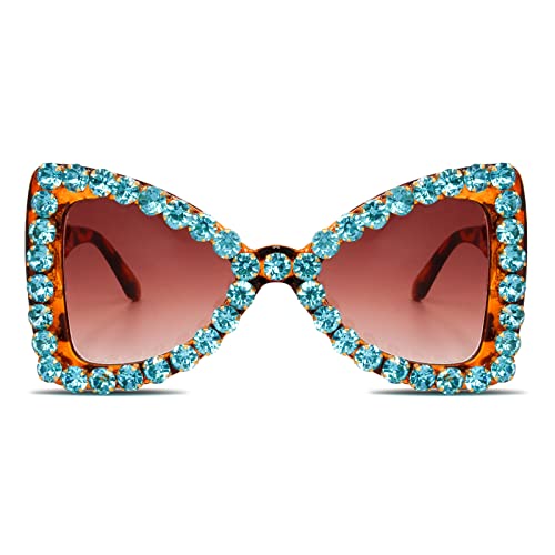 Bling Bedazzled Rhinestone Sunglasses for Women Sparkly Glitter Diamond Rave Glasses Disco Accessories