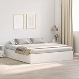 vidaXL Stauraumbett in Weiß, 180 x 200 cm, mit viel Stauraum. Modernes Design, minimalistisches, zeitgemäßes Möbelstück. Freistehendes Bettgestell für drinnen.