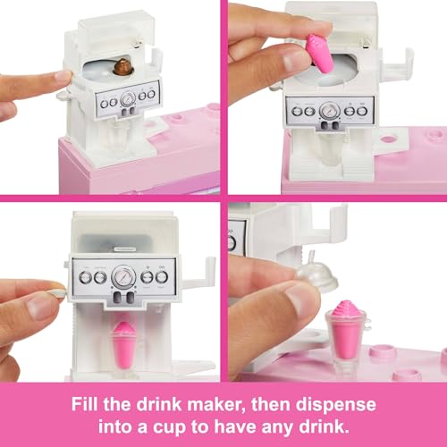 Barbie Profissões, Conjunto de Brinquedo Cafeteria com 1 Boneca e +10 Peças, Para crianças a partir