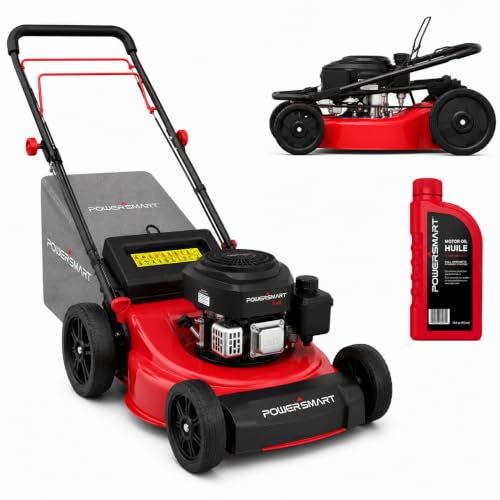 Image of PowerSmart 21-Inch Gas Self-Propelled Lawn Mower, 170cc OHV Engine, Reinforced Steel Deck, 3-in-1 Bagging /Mulching /Rear Discharge, 6 Cutting Heights (1.5 inch-3.9 inch), 10 inch Rear Wheels, Foldable Handle