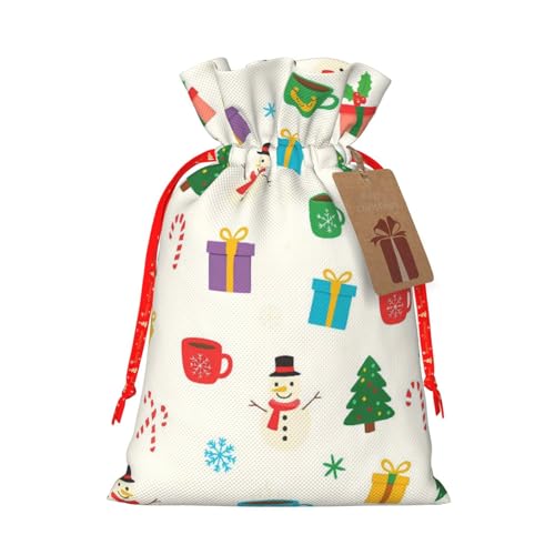 Pochon de Noël en lin avec cordon résistant pour petits paquets durables