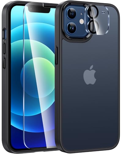 Fntcase PYYHX-IPH12-01-MATTE BLACK For Iphone 12 Phone Case: Matte Textured Military Grade Drop Protection Translucent Cell Phone Cover