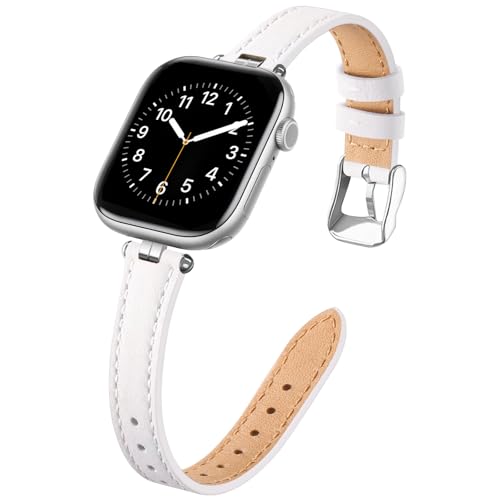 STIROLL Elegant Thin Leather Band Compatible with Apple Watch Bands Women
