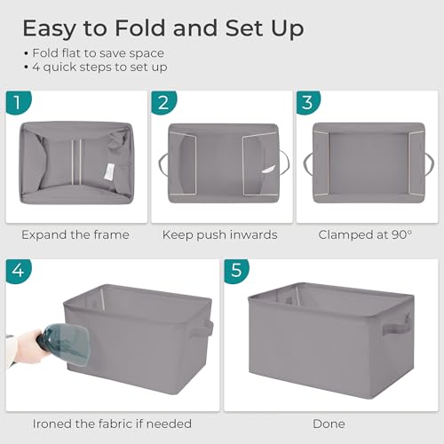 Panier de rangement pliable à cadre métallique stable pour étagères x4 - 3