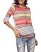 Evera Boutique Women's Striped 3/4 Sleeve Top Blouse (Large, Coral)