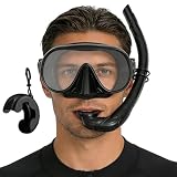 Schnorchelset für Erwachsene, Weitwinkel-Maske mit Anti-Beschlag | mit Box und verstellbarem Riemen, faltbarer Schnorchel für Erwachsene, Frauen, Familien, Enthusiasten, Inselreisen, Ausflüge zum