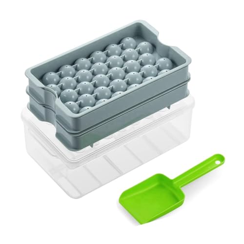 Cvoepobey Mini Bandeja para Cubitos de Hielo con Recipiente y Pala, Bandeja para Hielo para Mini FrigoríFico-Congelador, Bandeja para Hielo Picado para Enfriar Bebidas, Zumo de Café