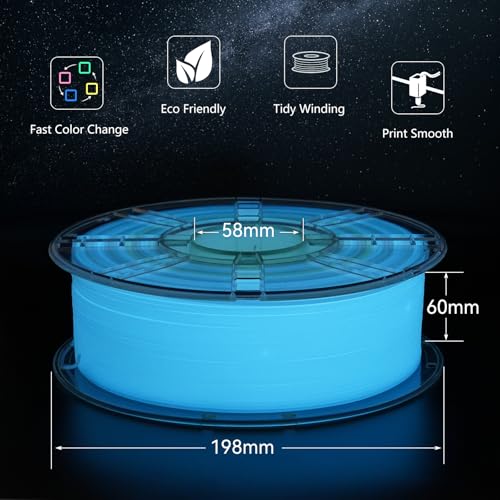 Image of Kingroon Glow in The Dark Rainbow PLA Color Change Filament 3D Printer Filament 1.75 1KG Multicolored PLA Luminous,Dimensional Accuracy + /- 0.03mm
