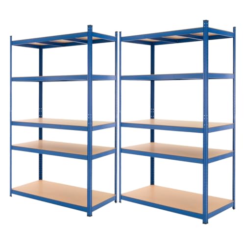 Ecd Germany Juego De 2 Estanterías Para Cargas Pesadas 200x100x60cm Metal Recubierto De Polvo Azul Con 5 Estantes De Madera Tableros Mdf Cargable Hasta 875kg Montaje Sin Tornillos Banco Trabajo Taller Ecd Germany Juego De 2 Estanterías Para Cargas Pesadas 200x100x60cm Metal Recubierto De Polvo Azul Con 5 Estantes De Madera Tableros Mdf Cargable Hasta 875kg Montaje Sin Tornillos Banco Trabajo Taller