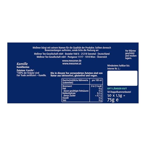 Meßmer Kamille | milder Kräutertee | 50 Teebeutel