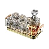 ELITE BAY Whisky Decanter Gift Set with Tray & Plate – 800ml Glass Decanter + 6x290ml Whiskey Glasses | Metal Tray with Wooden Plate | Luxury Set in Wooden Box | Elegant For All Ocassion