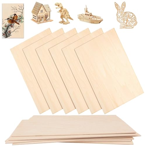 MFCGHXR [Paquete de 12] Tableros de madera de Paulownia ligeros, cuadrados y delgados (330 * 150 * 1 mm), adecuados para proyectos de manualidades y bricolaje.