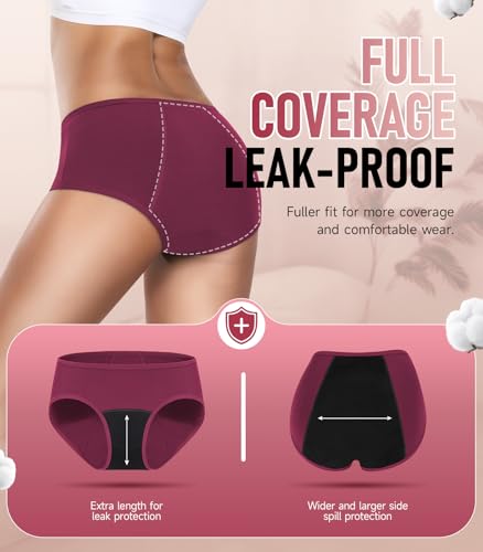 Image of RUIXUE Womens Period Underwear Heavy Flow Menstrual Period Panties Leak-Proof Hipster Panty for Female Teens Girls 3 Pack