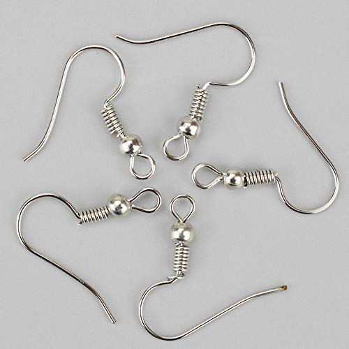 Nicedeal 100 pcs en Acier Chirurgical plaqué Argent Crochets Boucles d'oreilles hypoallergénique Oreille Bague Accessoires Outils de Bricolage