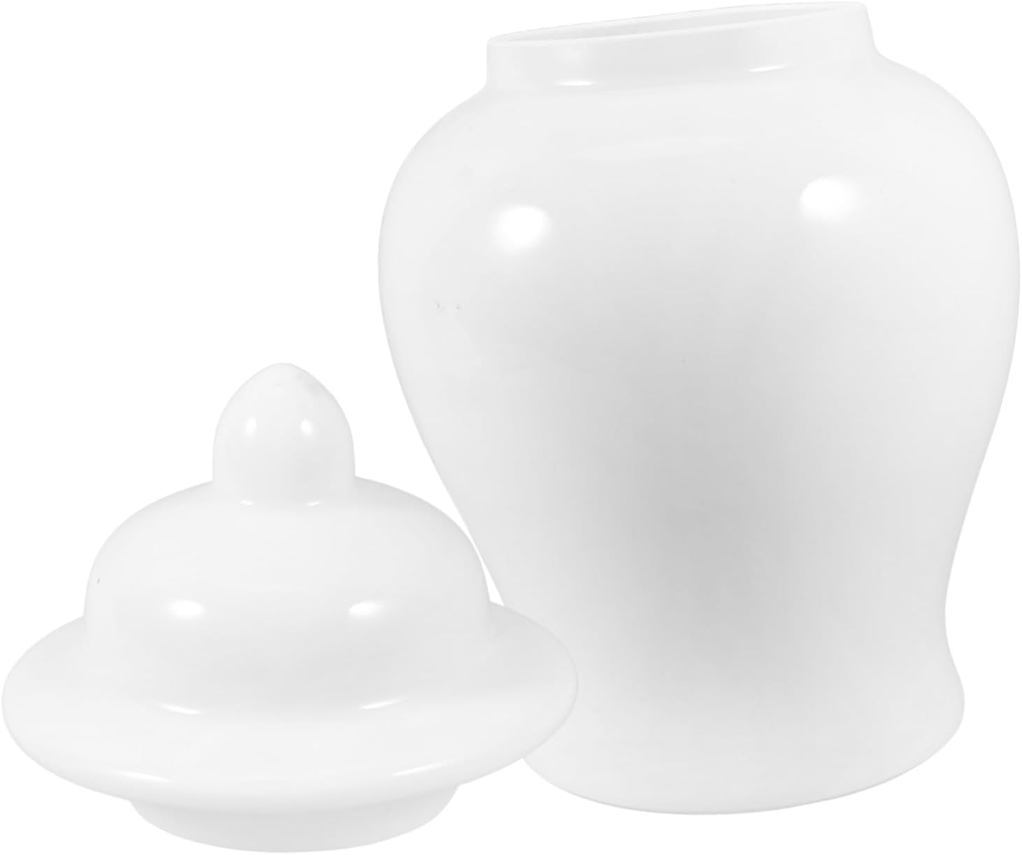 1pc Ceramic Storage Holder White Tea Canister Decorative Jar Lid for Home Decor
