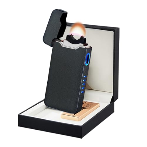 SKRFIRE Briquet électrique à arc plasma coupe-vent rechargeable USB avec indicateur de batterie (noir mat de luxe)