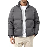 Genérico Plumas Hombre Cazadora Invierno Oversize Chaqueta Ligero Acolchada Elegante Abrigo De Plumón con Cremallera y Bolsillos Termica Plumiferos Hombre De Ski Gris Oscuro 3XL