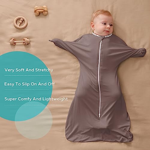 Zigjoy Shark-Fin Transition Swaddle - Soft Baby Wearable Blanket 95% Bamboo Fiber Self-Soothing Sleep Sack, 0.5 Tog, Brown, 3-6 Months #TOP1