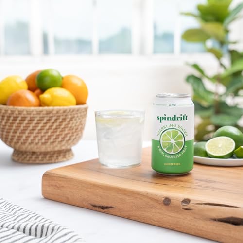 Spindrift Sparkling Water, Lime Flavored, Made with Real Squeezed Fruit, 12 Fl Oz Cans, Pack of 24 (Only 4 Calories per Can)
