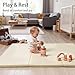 TODIBY Foam Baby Play Mat: PU Leather Waterproof Kids Playmat - Trifold Floor Mat - Large Play Mat for Playpen Thick Pad Fodable Mattress Soft Toddler Mattress Infant Cushion for Preschool (Beige)