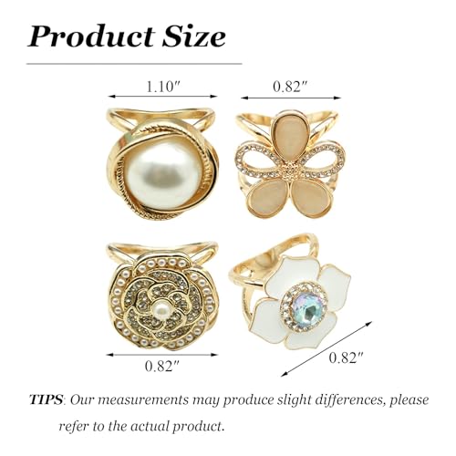 Image of 2 Pcs Scarf Ring Clips for Women Metal Shirt Tightener Cinch Buckle for Silk Scarf Shawl Blouse Sweater T Shirt Clothing Accessories