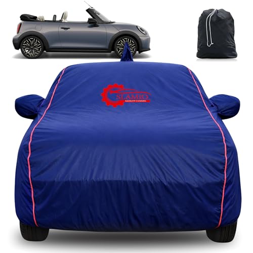 Image of 100% Waterproof Car Cover for MINI Cooper S Convertible | All-Weather, Dustproof & UV Protection | Heavy-Duty 3-Layer Fabric | Custom Fit with Mirror & Antenna Pocket | Navy Blue