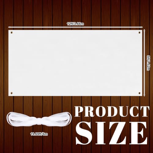 Image of Zonon Large Blank Banners And Signs Polyester Oxford Cloth Sublimation Banner To Decorate With Hanging Rope For Indoor Wall Outdoor Easy to Hang DIY Signs For Business Office(White,5 x 12 Feet)