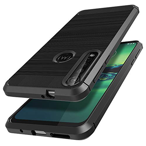 MP-MALL Funda para Moto G8 Plus,[Anti-Huella Digital] [Slim Fit] Carcasa Protectora Cepillada TPU Suave para Moto G8 Plus - Negro
