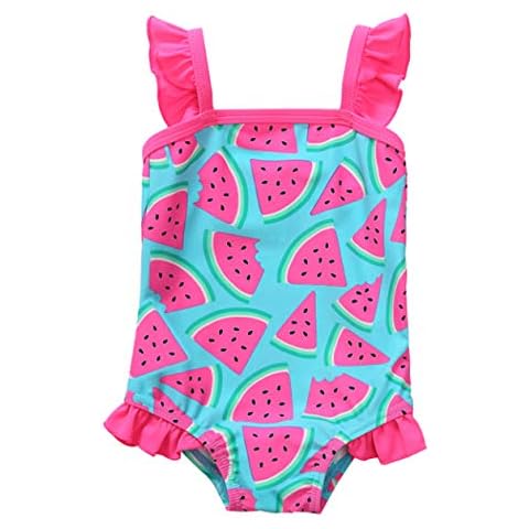 beautyin Baby Girls One Piece Swimwear Ruffle Swimsuit Striped Swimming Cosutme - - 12-18 Months Cover