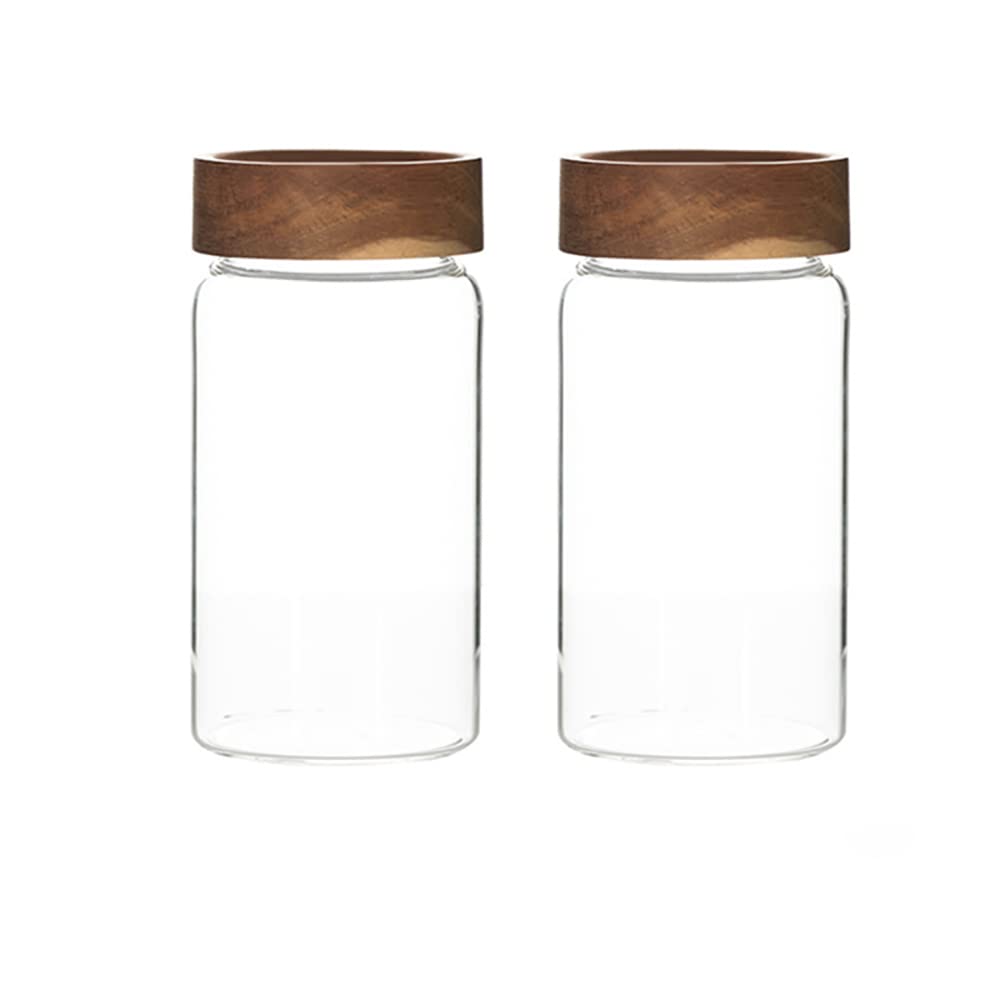 Barattolo, barattoli di vetro, contenitori for alimenti, barattolo di vetro ermetico con coperchio ermetico Bottiglie di spezie rotonde impilabili for condimento da cucina Chicchi di caffè Tè Zucchero