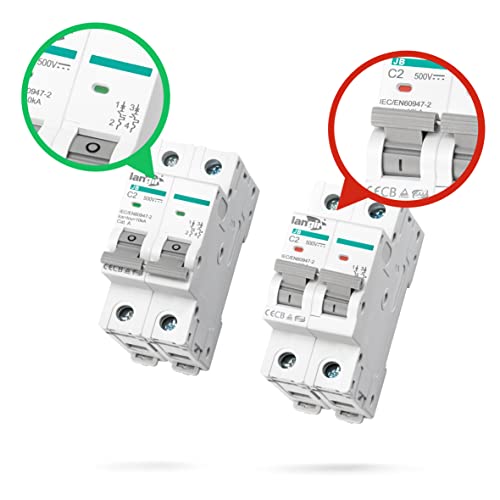 Langir Dc Circuit Breaker 2 Poles 1-63A 500V For Solar Energy System And Other Dc System Din Rail Installation (63A) #TOP2