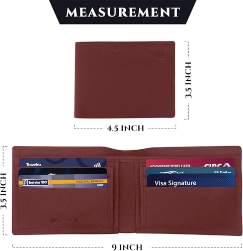 Jafferjee & Co. Genuine Leather Wallet for Men, RFID Blocking Bifold Wallet Men - Stylish and Slim Front Pocket Minimalist - Cardiff Maroon4