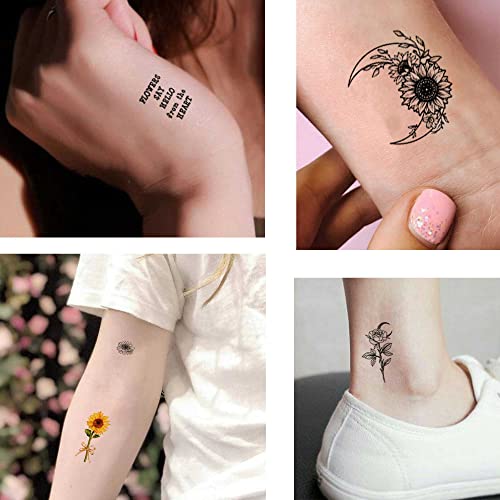 Dopetattoo Sunflower Temporary Tattoo Realistic Sunflowers Fake Tattoos For Women Girls Adults #TOP2