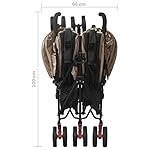 Hogotin Geschwisterwagen Kinderwagen Zwillinge Buggy Zwillinge Kinderwagen Geschwister Zwillingspuppenwagen Puppen Zwillingswagen Taupe Stahl