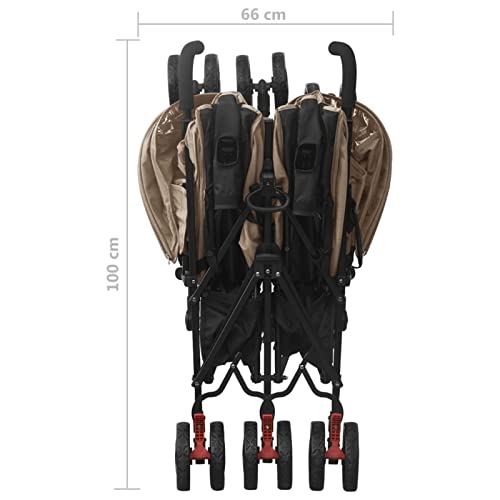 Hogotin Geschwisterwagen Kinderwagen Zwillinge Buggy Zwillinge Kinderwagen Geschwister Zwillingspuppenwagen Puppen Zwillingswagen Taupe Stahl