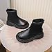 Girls Ankle Boots Back Zipper Fashion Solid Color Chelsea Booties Cute Lug Sole Round Toe Riding Boots Black