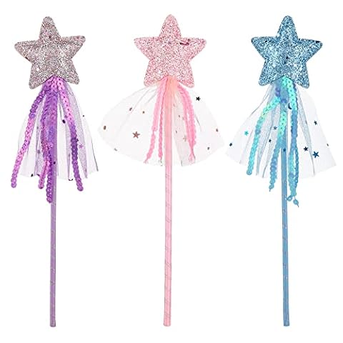 ASTER 3 sztuki różdżek dla dzieci, magiczna różdżka, różdżka z brokatem, dla księżniczki, gwiazdy, magiczne różdżki dla dziewczynek, na Boże Narodzenie, do kostiumu, rekwizytu, na urodziny, akcesoria