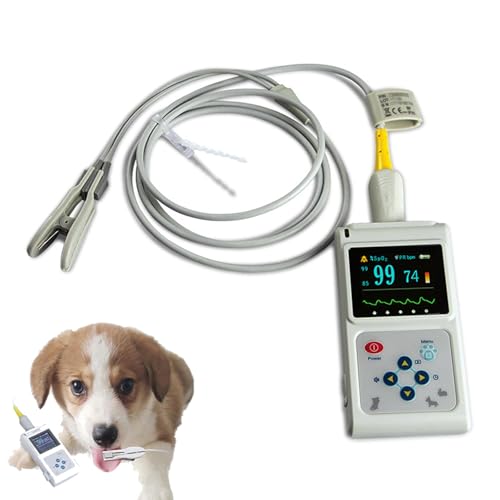 Pulsioximetro Veterinario, Pulsioximetro Oreja Mascota Portátil Detector Veterinario, Monitor de Pulso SPO2 Oreja/Lengua, Monitoreo del Ritmo Cardiaco de Perros y Gatos, para la Familia y el Hospital