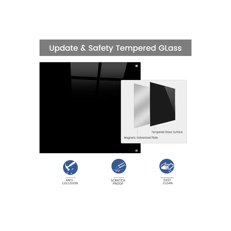 Gooderboard Glass Magnetic Black Board - 48 x36 Inches Frameless Dry Erase Blackboard for Wall, Wall Mounted Glass Board, Writing Board for Office, Meetings and Schools - Image 5