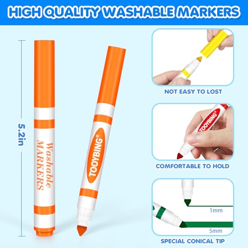 Image of Washable Markers Bulk (144 Count, 6 Box), Broad Line Markers for Kids with Conical Tip, Assorted Colors, Drawing Essential for School Classroom, Student Must Have for Coloring Book, Art Craft Supplies