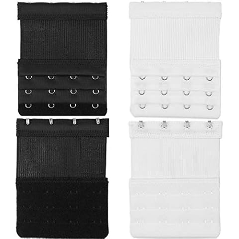 Bequeme BH Verlängerung, 4 Pack, schwarz und weiß, Größe XL, 4 x 3 Haken Reihe Cover