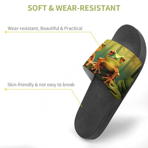 Frogs Standing on A Leaf House Sandals Non-Slip Bathroom Slippers Beach Summer Shoes for Men Women3