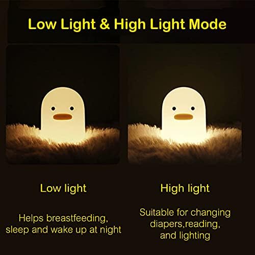 YOGINGO LED Night Light, Cute Dull Duck Sleep Lights for Baby, Smart Bedside Lamp with Touch Sensor Timer, Silicone Rechargeable Night Warm Light for Kids Bedroom