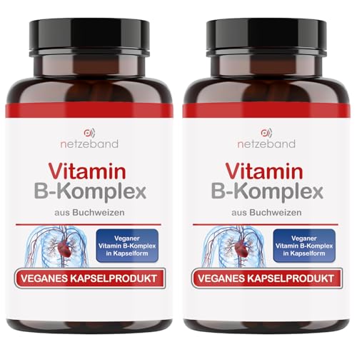 Vitamin B Komplex hochdosiert in Buchweizen | im Glas | natürlich | vegane Kapseln | hochdosiert | Alle B Vitamine mit Vitamin B12