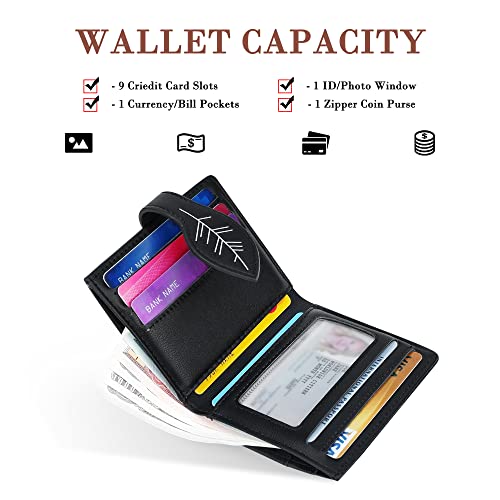 CONISY Small Wallet for Women, RFID Blocking Slim Leather Bifold Front Pocket Womens Wallet with Zipper Coin Purse (Black)2