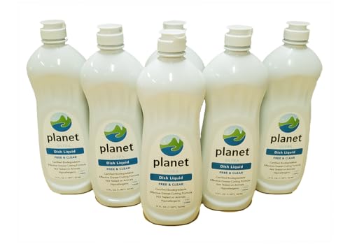 Planet Ultra Dishwashing Liquid, Free and Clear, 19 fl oz Bottles, Pack of 6