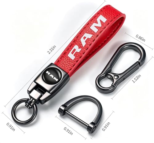Image of Leather car Keychain 07 Set for Men and Women Family Present Keychain Key Ring Lanyard (red)