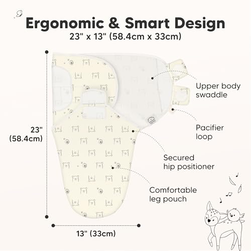 Image of KeaBabies 3-Pack Organic Baby Swaddle Sleep Sacks - Swaddles for Newborns, Infant 3-6 Months, Baby Girls, Boys, Soft & Snug Newborn Sleep Sack, Nursery Swaddling Blankets (Bumble Bear, L)