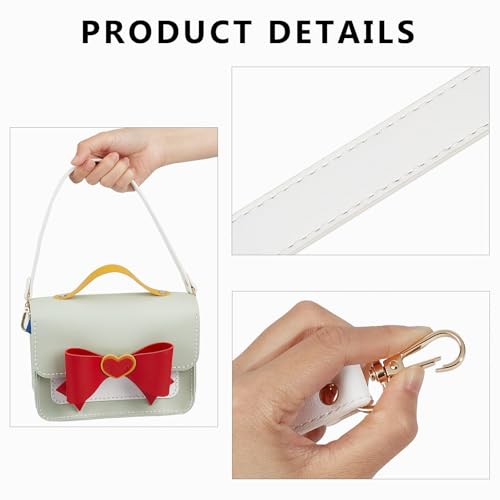 Image of GORGECRAFT 2Pcs Leather Purse Strap 47cm Short Shoulder Bag Straps Replacement White Imitation Leather Bag Handles with Golden Swivel Clasps for Underarm Bag Handbag Tote Satchel Purse Making